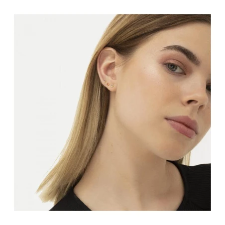Pendientes Victoria Cruz Lis Mujer Plata Baño Oro y Cristal Blanco Swarovski A3959-07DT