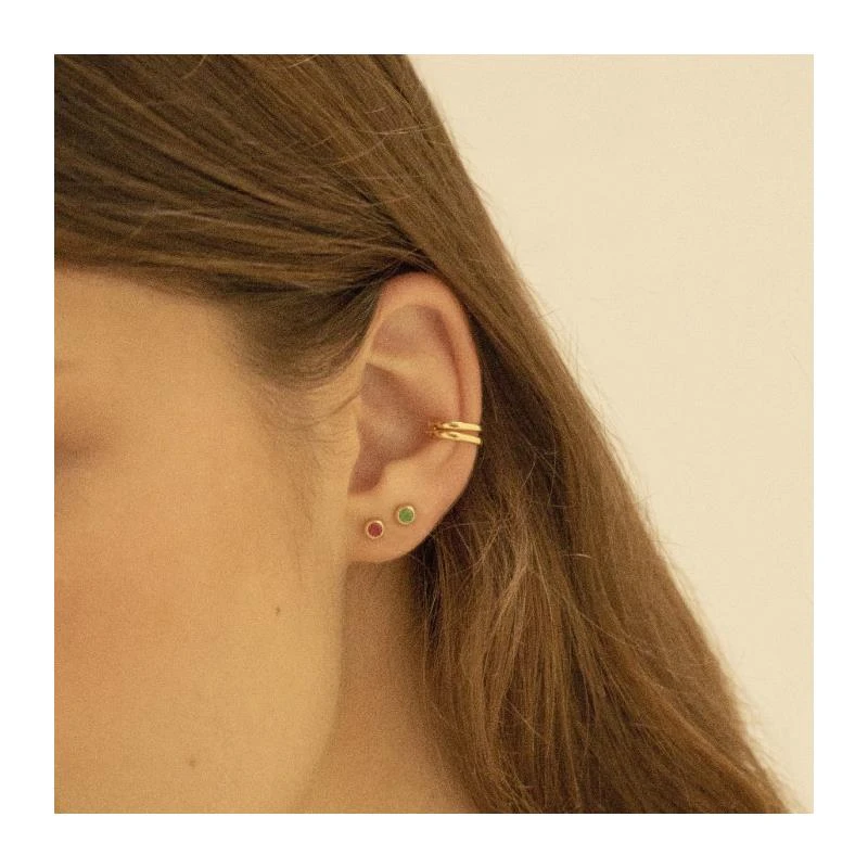 Pendientes Victoria Cruz Lis Mujer Plata Baño Oro y Cristal Blanco Swarovski A3959-07DT