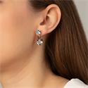 Pendientes Victoria Cruz Louis Mujer Plata Baño Oro y Cristal Swarovski Aquamarina y Gris A3618-03DT