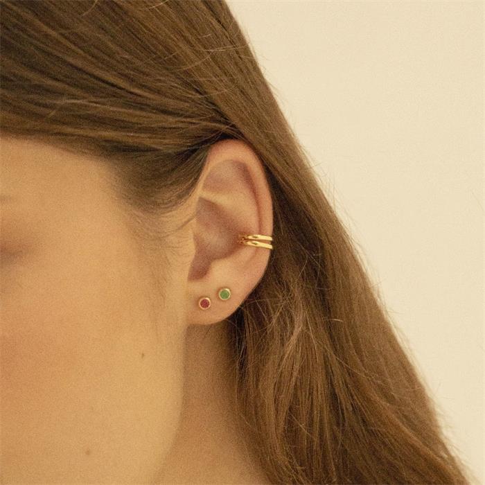 Pendientes Victoria Cruz Lis Mujer Plata Baño Oro y Cristal Swarovski Rosa A3959-04DT