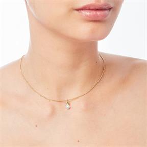 Gargantilla Victoria Cruz Amalia Mujer Plata Baño Oro, Perla y Cristal Swarovski Peridoto A3947-14DG 2