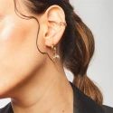 Pendientes Victoria Cruz Provenza Mujer Luna Plata Baño Oro y Cristal blanco Swarovski A4007-07DT