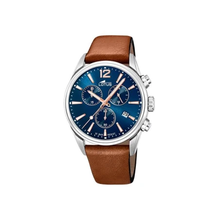 Reloj Lotus Chrono Hombre Cronógrafo Plateado y Marrón 18691/2