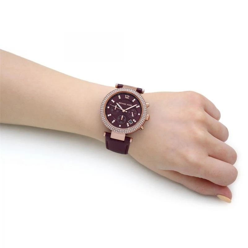 Reloj Micahel Kors Parker Mujer Burdeos Cronógrafo MK6986