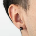 Pendientes Lotus Style Men´S Earrings Hombre Acero Inoxidable Circonita Negra LS2167-4/2