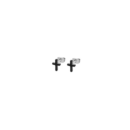 Pendientes Lotus Style Hombre Cruz Acero Inoxidable Mate Negro LS2227-4/1