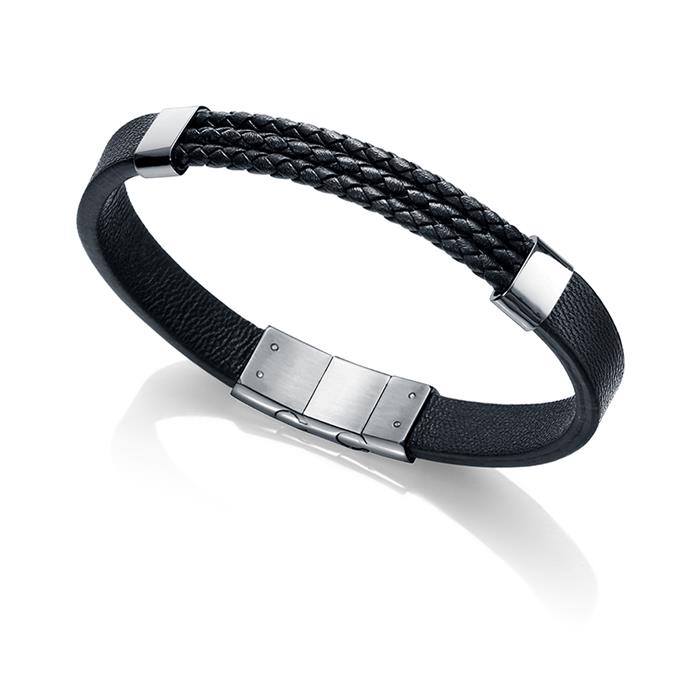 Pulsera Viceroy Fashion Magnum Piel Negra y Acero Inoxidable 75108P01010