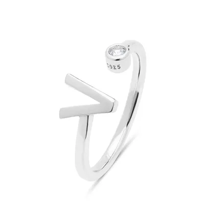 Anillo Luxenter Letra V Plata y Circonita H2046V0000