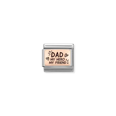 Composable Classic PLACAS (IC) en acero y oro 375 Dad my hero my friend