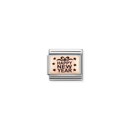 Composable Classic PLACAS (IC) en acero y oro 375 Happy New Year estrellas