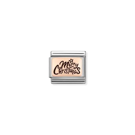 Composable Classic PLACAS (IC) en acero y oro 375 Merry Christmas cursiva