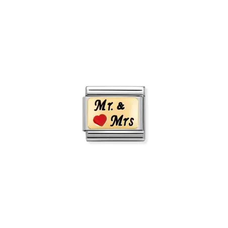Composable Classic PLACAS acero, esmalte y oro 18k Mr y Mrs con CORAZON