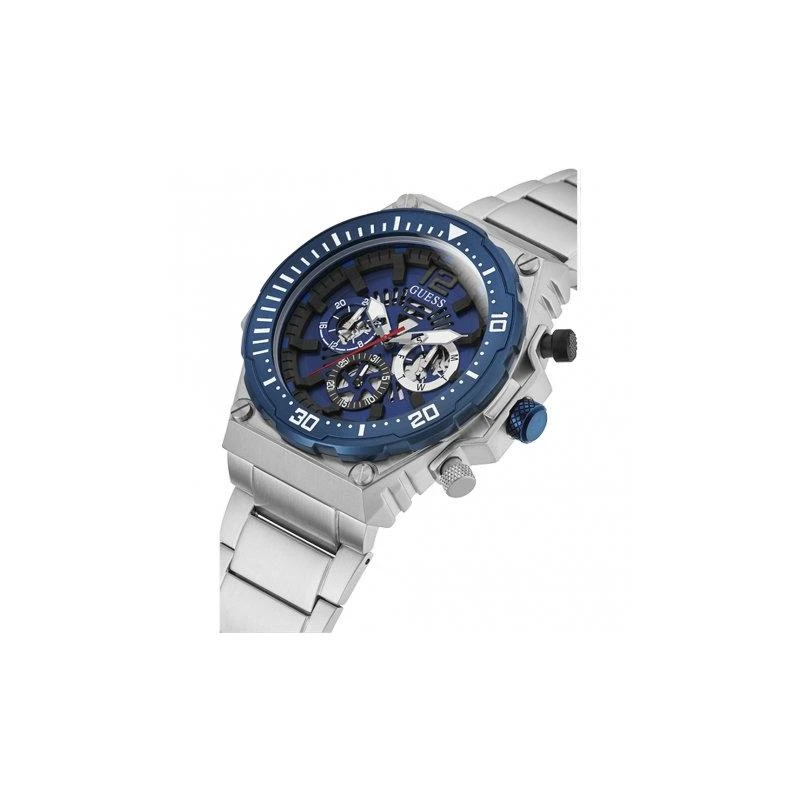 Reloj Guess Exposure Hombre Multifunción Plateado y Azul GW0324G1