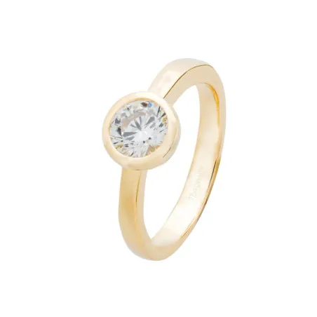 Anillo Itemporality Mujer Plata Baño Oro y Circonita SRN-201-084