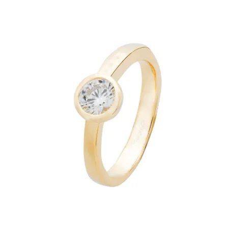 Anillo Itemporality Mujer Plata Baño Oro y Circonita SRN-201-085