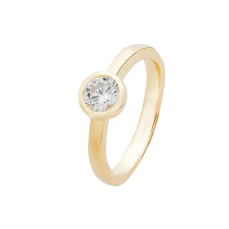 Anillo Itemporality Mujer Plata Baño Oro y Circonita SRN-201-086