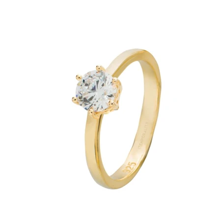 Anillo Itemporality Mujer Plata Baño Oro y Circonita SRN-201-090