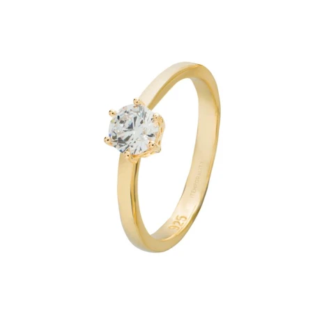Anillo Itemporality Mujer Plata Baño Oro y Circonita SRN-201-092