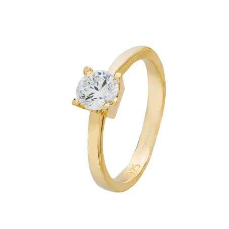 Anillo Itemporality Mujer Plata Baño Oro y Circonita SRN-201-096