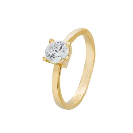 Anillo Itemporality Mujer Plata Baño Oro y Circonita SRN-201-097