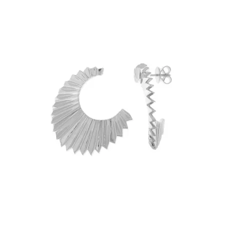 Pendientes Salvatore Mujer Aro Pliegues Plata Baño Rodio 256A0047