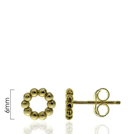 Pendientes Círculo Bolitas Mujer Plata Baño Oro CPE1042-DO