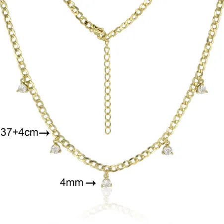 Gargantilla Barbada Mujer Plata Baño Oro y Circonitas CGA0285-DO