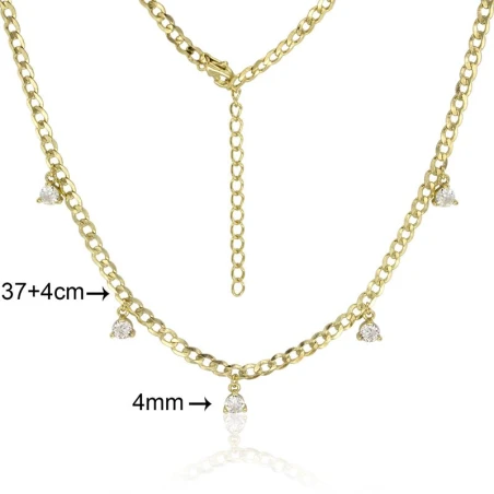 Gargantilla Barbada Mujer Plata Baño Oro y Circonitas CGA0285-DO