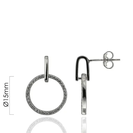 Pendientes Aro Karma Mujer Plata Baño Rodio y Circonitas CPE1057-RD
