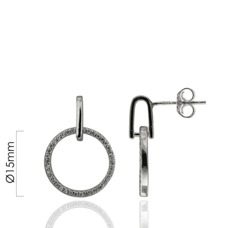 Pendientes Aro Karma Mujer Plata Baño Rodio y Circonitas CPE1057-RD