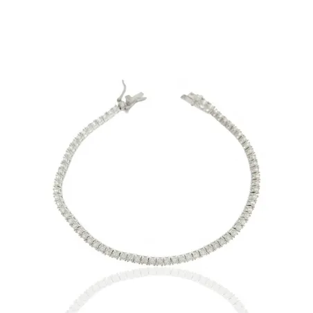 Pulsera Tennis Mujer Plata Baño Rodio y Circonitas Cuadradas CPU0151