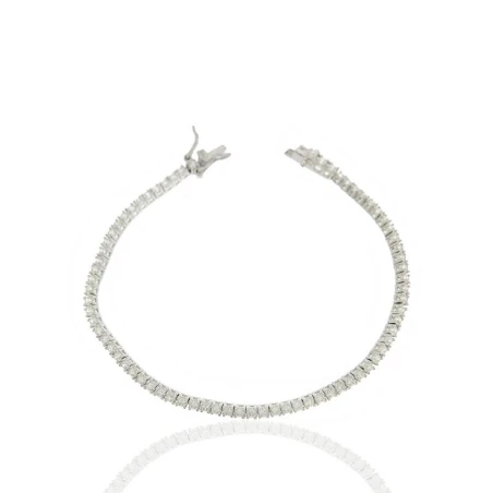 Pulsera Tennis Mujer Plata Baño Rodio y Circonitas Cuadradas CPU0151