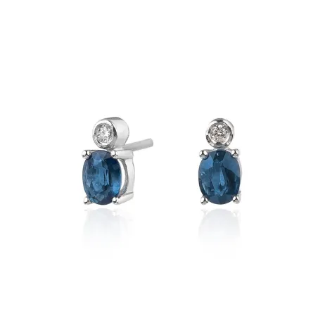 Pendientes Mon Petit Diamant Leyenda Mujer Plata, Zafiro y Diamante PPZ002