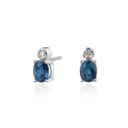 Pendientes Mon Petit Diamant Leyenda Mujer Plata, Zafiro y Diamante PPZ002