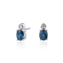 Pendientes Mon Petit Diamant Leyenda Mujer Plata, Zafiro y Diamante PPZ002