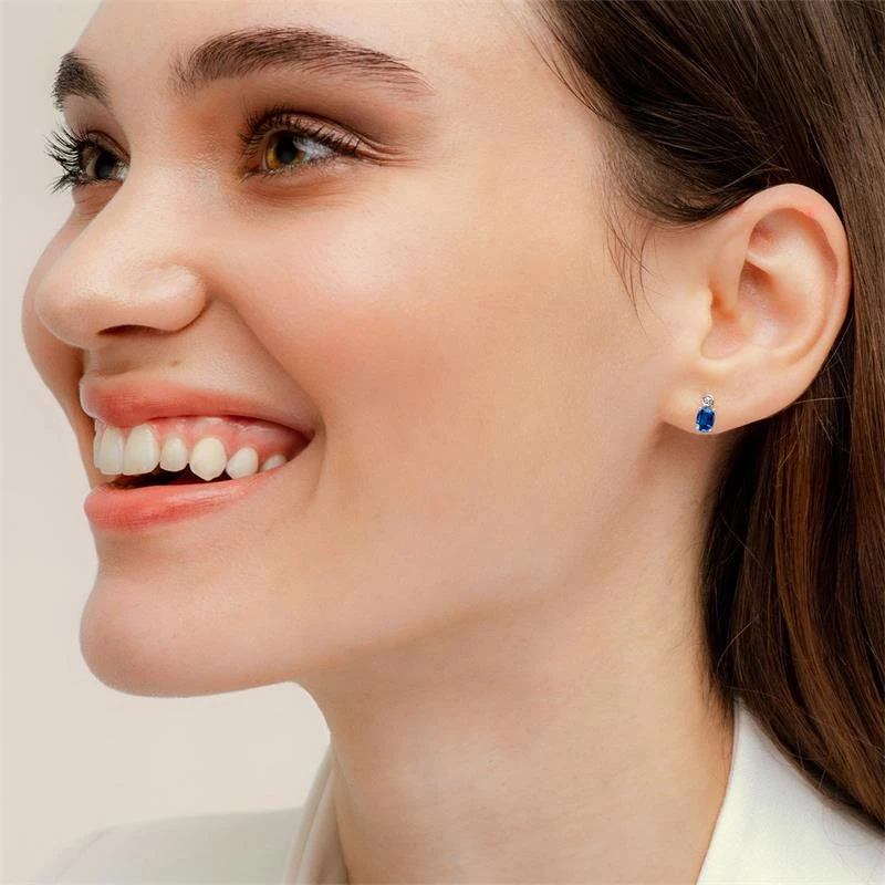 Pendientes Mon Petit Diamant Leyenda Mujer Plata, Zafiro y Diamante PPZ002