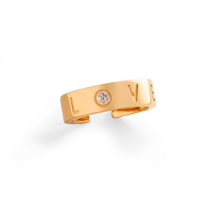 Anillo Mon Petit Diamant Mince Mujer Plata Baño Oro y Diamante SO002