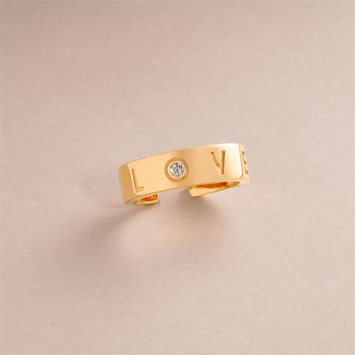 Anillo Mon Petit Diamant Mince Mujer Plata Baño Oro y Diamante SO002