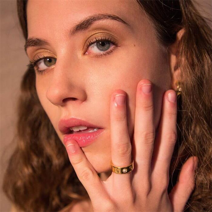 Anillo Mon Petit Diamant Mince Mujer Plata Baño Oro y Diamante SO002