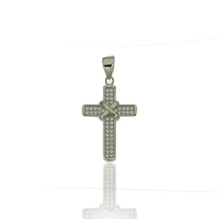 Colgante Algecor Mujer Cruz Plata Baño Rodio y Circonitas CCO0054