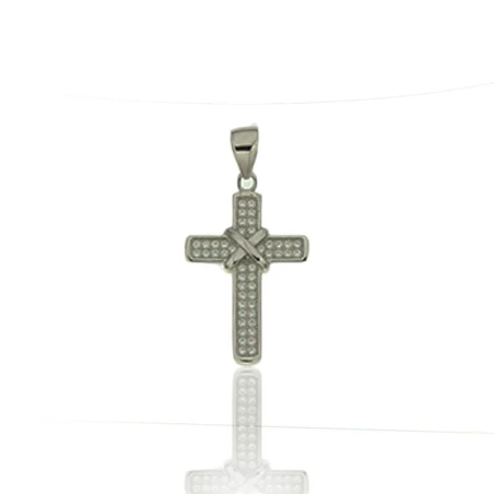 Colgante Algecor Mujer Cruz Plata Baño Rodio y Circonitas CCO0054