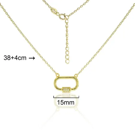 Gargantilla Algecor Carabiner Mujer Plata Baño Oro y Circonitas CGA0295-DO-BL