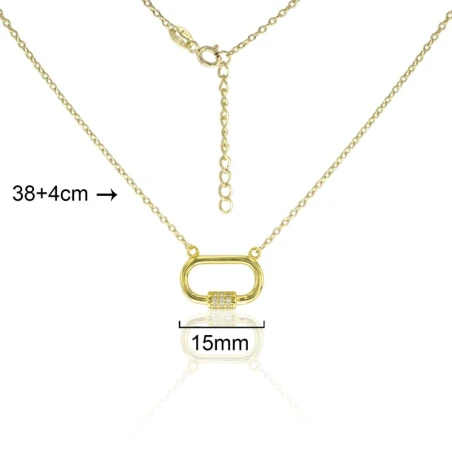 Gargantilla Algecor Carabiner Mujer Plata Baño Oro y Circonitas CGA0295-DO-BL