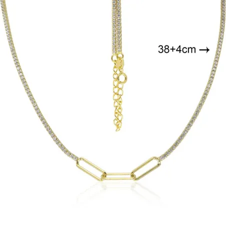 Gargantilla Algecor Riviere Mujer Plata Baño Oro y Óvalos Centrales CGA0306-DO-BL
