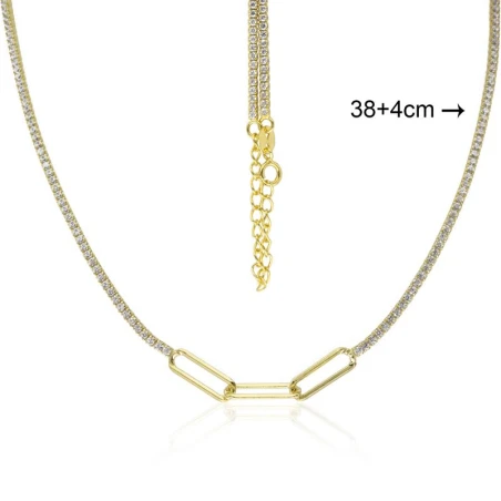 Gargantilla Algecor Riviere Mujer Plata Baño Oro y Óvalos Centrales CGA0306-DO-BL