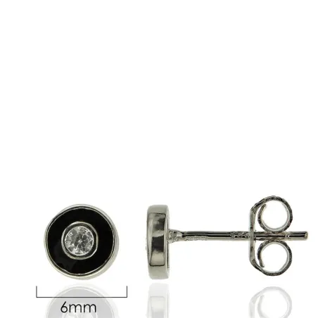 Pendientes Algecor Mujer Círculo Plata Baño Rodio y Circonita CPE1052-NE