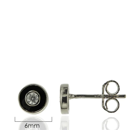 Pendientes Algecor Mujer Círculo Plata Baño Rodio y Circonita CPE1052-NE