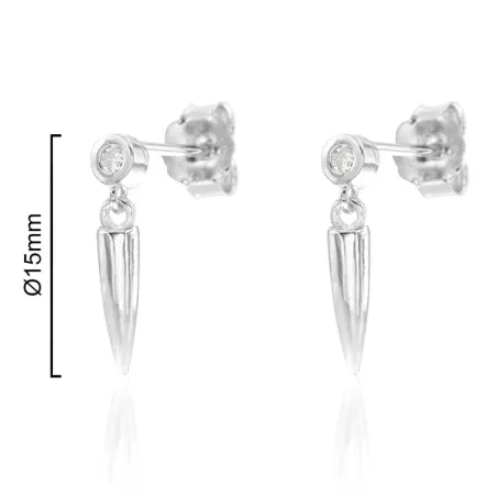 Pendientes Algecor Mujer Chatón y Cono Plata Baño Rodio y Circonita Blanca CPE1230-RD