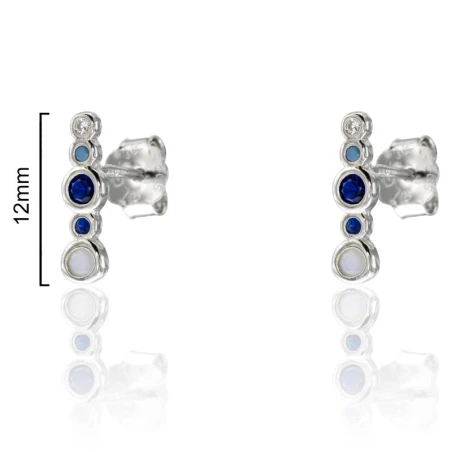 Pendientes Algecor Mujer Chatones Plata Baño Rodio y Circonitas Azules CPE1282-RD-AZ