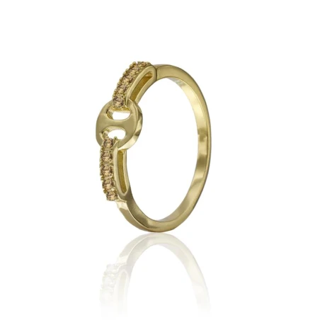 Anillo Algecor Calabrote Mujer Plata Baño Oro y Circonitas CSO0348-DO-SM